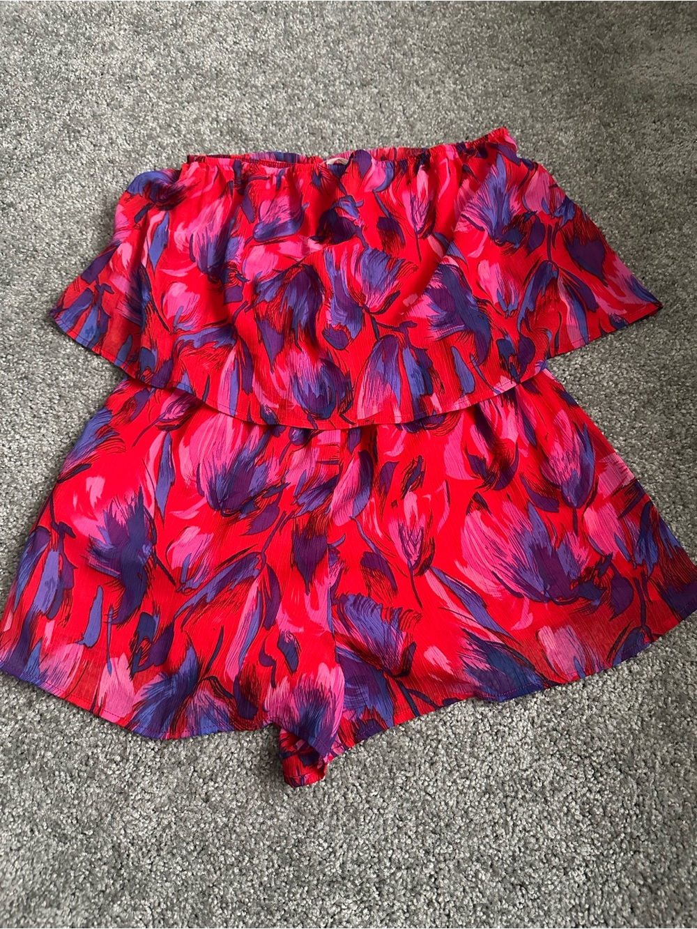 Red and Purple Floral Romper